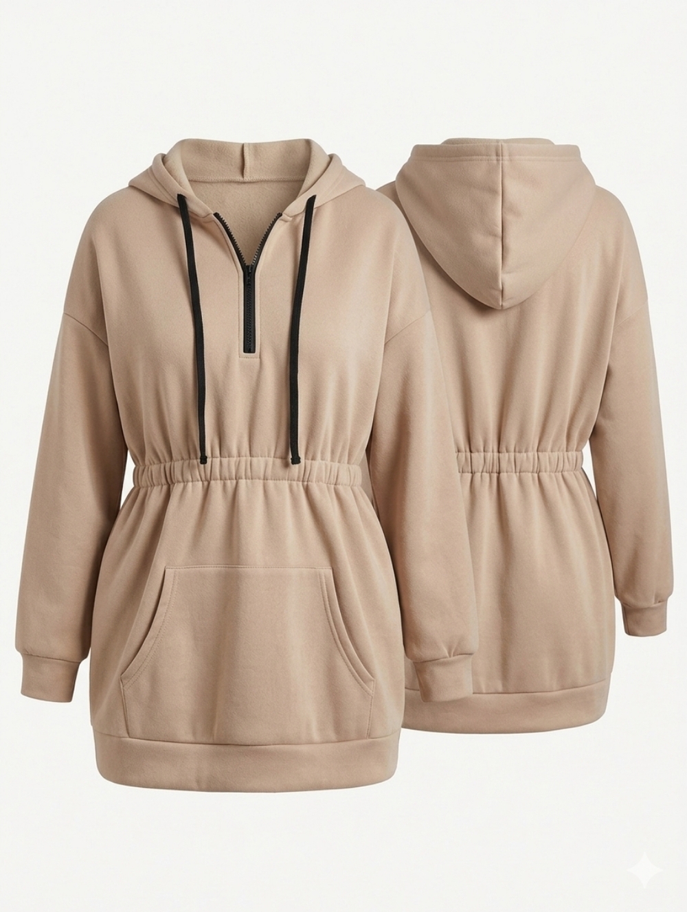 SHEIN Curve Beige Hoodie Dress